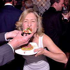 Bride and father in-law at wedding reception