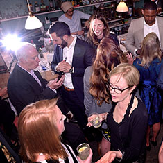 Birds-eye photograph of wedding reception