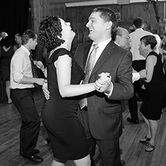 Wedding guests dancing