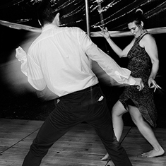 Wedding guests dancing