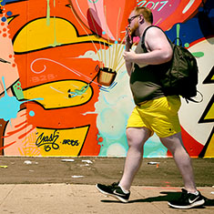 Man smoking a cigarette in Coney Island