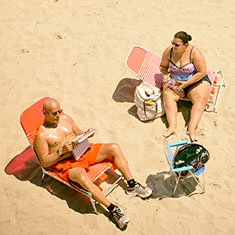 Coney Island New York City sunbathers