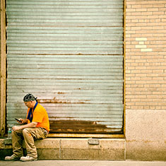 New York City1 construction worker on a lunch break