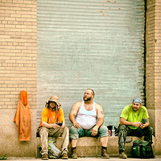 New York City3 construction workers on a lunch break