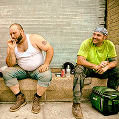 New York City3 construction workers on a lunch break